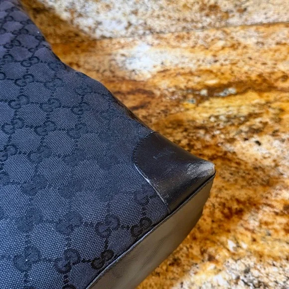 GUCCI GG Pattern Hand Tote Bag Leather canvas Black - Picture 10 of 15